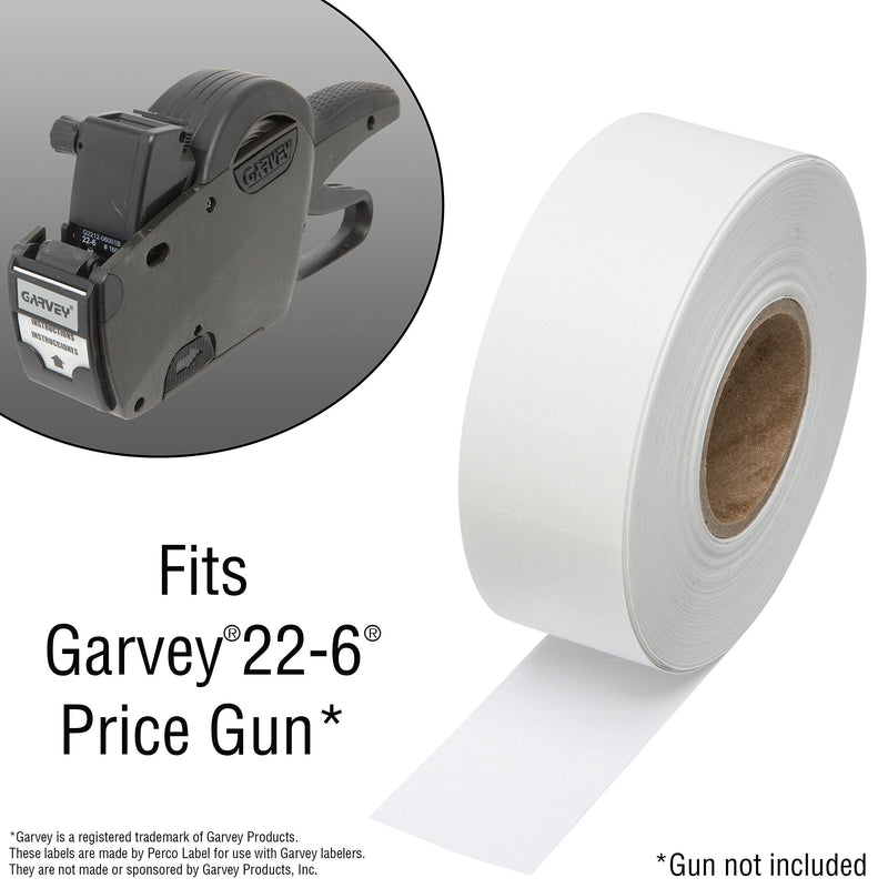 [Australia - AusPower] - 2212 White Pricing Labels for Garvey Contact 22-6/22-7/22-8 Price Gun – 9 Rolls, 11,000 Pricemarking Labels 1 Sleeve - 9 Rolls -White 