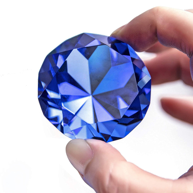 [Australia - AusPower] - Pack of 6 Blue Crystal Diamond Glass Jewels Home Decor, Wedding Table Decoration, Glass Paperweight 50mm (2in) 6pcs-Blue (50mm/2in) 