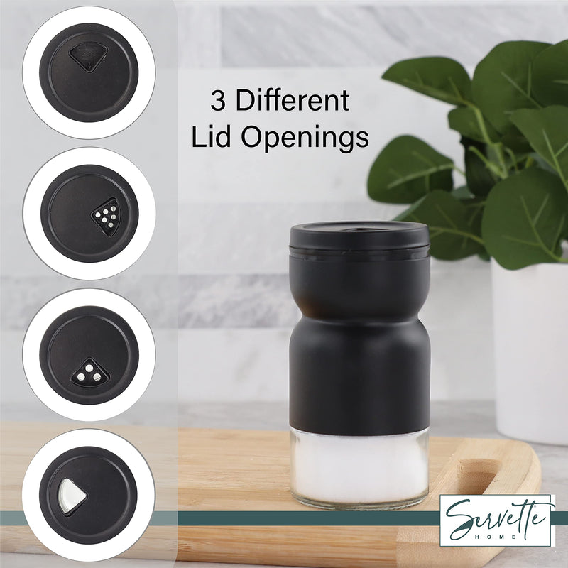 [Australia - AusPower] - Glass & Metal Salt and Pepper Shakers - Set of 2 Black 