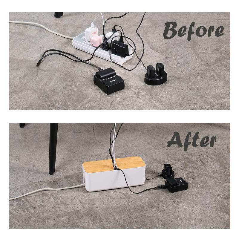 [Australia - AusPower] - Changsuo Cable Management Box Small White Cable Organizer Box for Extension Cord Power Stripe Surge Protector Wire Management Concealer Organizer Cover Hider for Desktop Home Office Kitchen (White) 