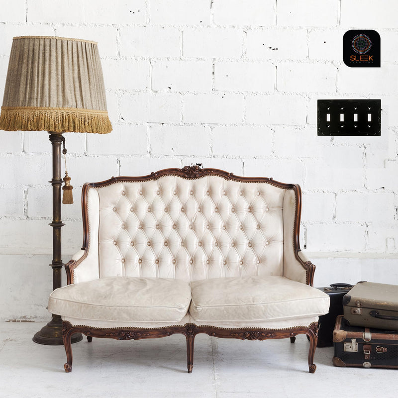 [Australia - AusPower] - SleekLighting | Wall plates Decorative Regal Scrollwork Black | Electric Outlet and Switch Covers| Style: 1 Gang Duplex (2 Pack) 1 Duplex 