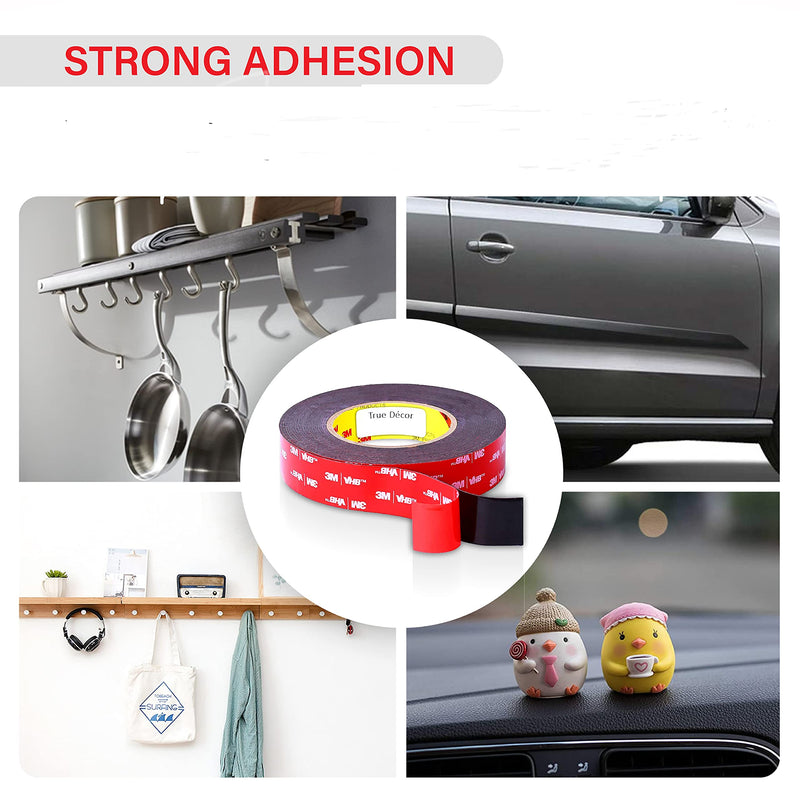 [Australia - AusPower] - Double Sided 3M Adhesive Tape,1 inch Width x 9 FT Length, 3M VHB Heavy Duty Mounting Tape, 3M VHB Waterproof Foam Tape, for Home Decor, Office Décor, by True Décor, 1 in. X 9 Ft. 
