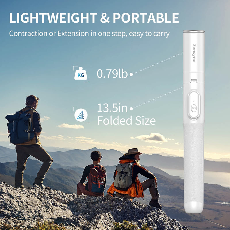 [Australia - AusPower] - Sensyne 60" Phone Tripod & Selfie Stick, Lightweight All in One Phone Tripod Integrated with Wireless Remote Compatible with All Cell Phones for Selfie/Video Recording/Photo/Live Stream/Vlog (White) White 60‘’ 