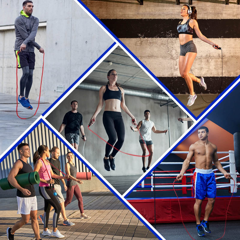 [Australia - AusPower] - Weighted Jump Rope - Heavy Jump Ropes with Adjustable Extra Thick Cable, Aluminum Silicone Grips Handles, High-Speed Ball Bearings, Premium Skipping Rope for Workouts Crossfit Home Fitness MMA & Gym Bright Red 