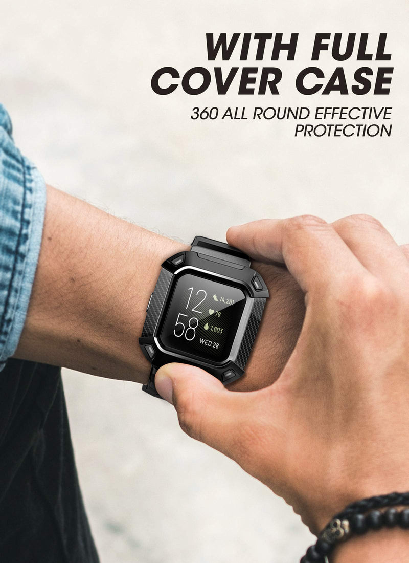 [Australia - AusPower] - SUPCASE Unicorn Beetle Pro Watch Bands for Fitbit Versa 3 / Fitbit Sense, Protective Replacement Wristband Case Band (Black) 