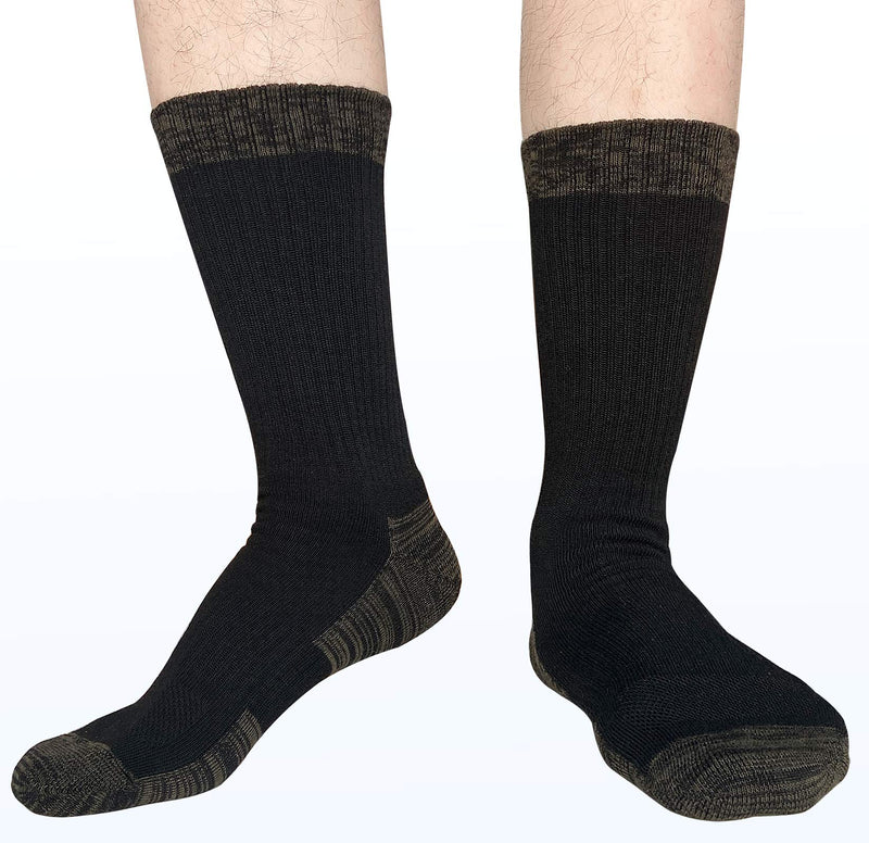 [Australia - AusPower] - APTYID Men's Moisture Control Cushioned Crew Work Boot Socks (4-6 Pairs) 6-12 4 Pairs Black/Olive Drab 
