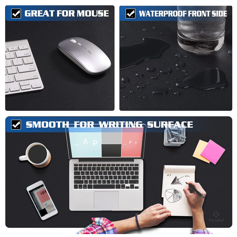 [Australia - AusPower] - Knodel Non-Slip Desk Mat, Mouse Pad, Waterproof Desk Pad for Desktop, Leather Desk Pad for Keyboard and Mouse, Desk Pad Protector, Desk Writing Pad for Office and Home (31.5"x15.7", Black) 31.5"x15,7" 