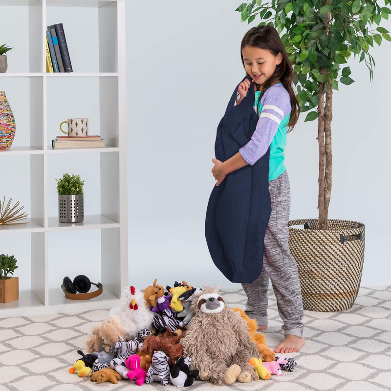 [Australia - AusPower] - Posh Stuffable Kids Stuffed Animal Storage Bean Bag Chair Cover - Childrens Toy Organizer, Medium 27" - Solid Navy Blue 27in - Medium 