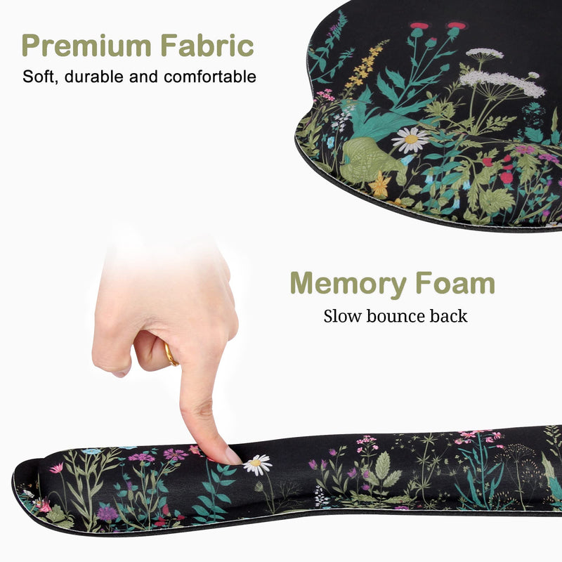 [Australia - AusPower] - Ergonomic Mouse Pad Wrist Support and Keyboard Wrist Rest, Mousepad with Wrist Rest, Memory Foam Keyboard Pad, Easy Typing, Pain Relief, Perfect for Gaming, Computer, Laptop,Office, Garden Flowers 