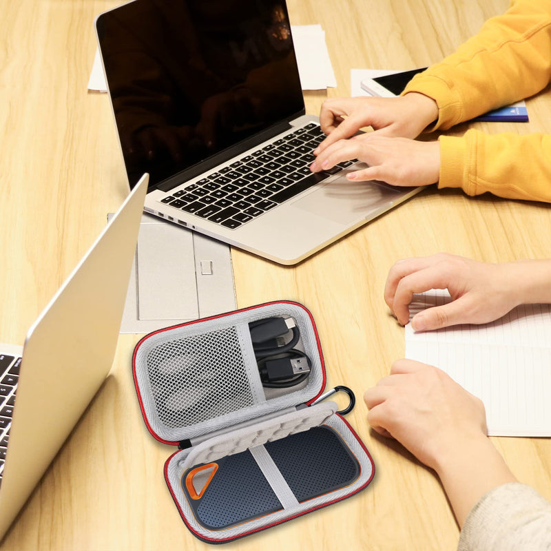 [Australia - AusPower] - Lacdo Hard Carrying Case for SanDisk Extreme Portable External SSD SDSSDE60 SDSSDE61 250GB 500GB 1TB 2TB 4TB USB-C Solid State Drive EVA Shockproof Water Repellent Protective Storage Travel Bag, Black 