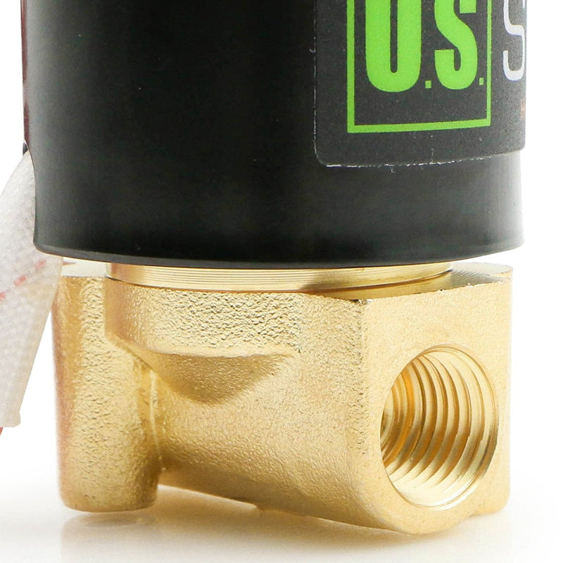 [Australia - AusPower] - 1/4" NPT Brass Electric Solenoid Valve 12VDC Normally Closed VITON (Standard USA Pipe Thread). Solid Brass, Direct Acting, Viton Gasket Solenoid Valve by U.S. Solid. 