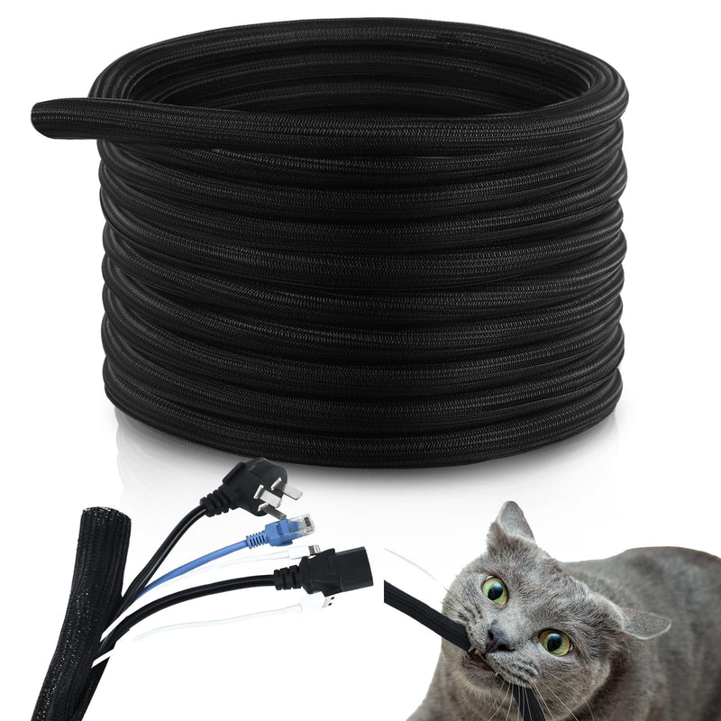 [Australia - AusPower] - Pangda Flame Retardant Braided Split Wire Loom Tubing Cable Sleeve Split Cable Sleeves High Temperature Cable Conduit Auto Wire Conduit for Industrial Electrical Wires Automotive Marine (50 Ft, 1/2") 50 Ft, 1/2" 