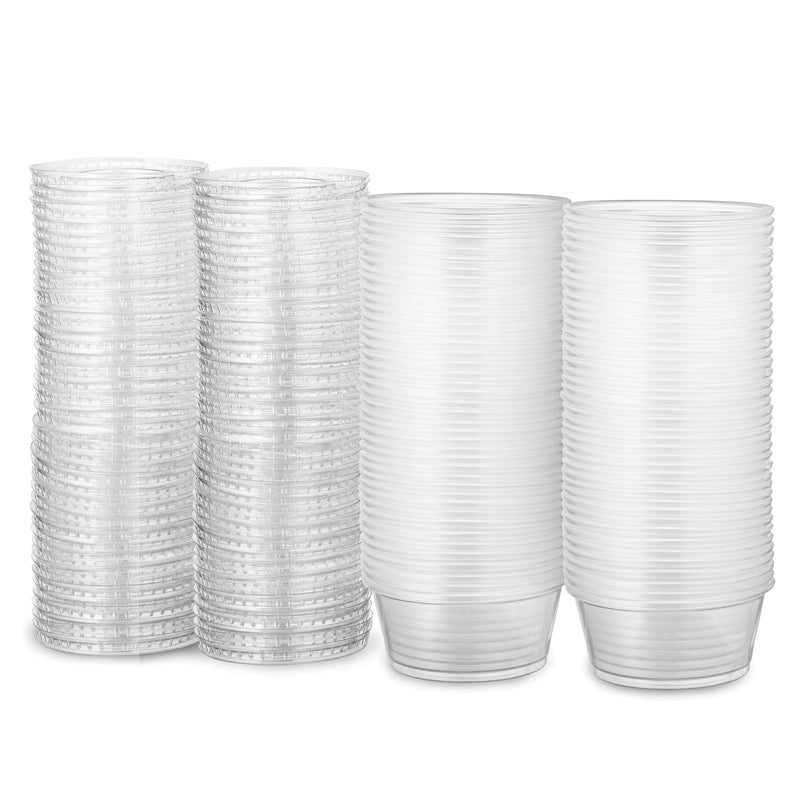[Australia - AusPower] - PlastiMade Clear Disposable Plastic Portion Cups with Lids (200 Sets - 2 Oz) - Disposable Condiment Cups, Sauce/Dip/Dressing Cups, Souffle Cups & Jello Shot Cups with Lids | Great Sampling Container 