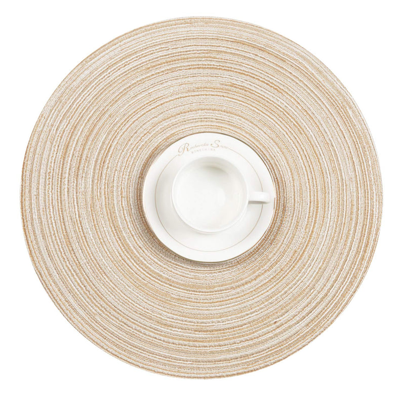 [Australia - AusPower] - SHACOS Round Braided Placemats Set of 6 Washable Round Placemats for Kitchen Table 15 inch Round Table Mats (Beige, 6) Beige 