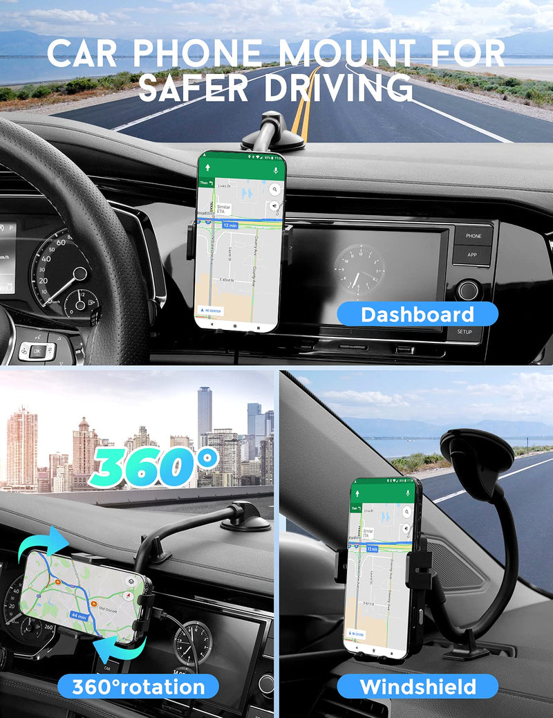[Australia - AusPower] - Wireless Car Charger, MOKPR 15W Fast Charging Car Mount Auto-Clamping Car Charger, Dashboard Windshield Phone Holder Compatible with iPhone 13/13 Pro/12 pro/12/11/X/8, Samsung S10/S9/S8/Note10/Note9 Black 
