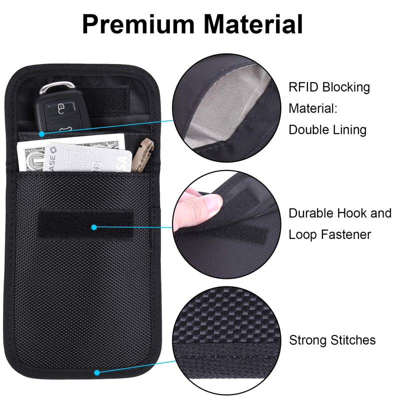 [Australia - AusPower] - Faraday Bag for Key Fob, Wisdompro WP4694 RFID Key Fob Protector RF Car Signal Blocking Faraday Cage Protector, Anti-Theft Pouch, Anti-Hacking Case Blocker - Black 