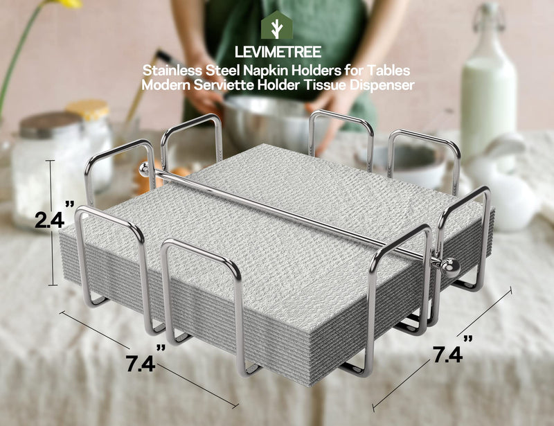[Australia - AusPower] - LEVIMETREE Flat Napkin Holder - Stainless Steel Napkin Holders for Tables Modern Serviette Holder Tissue Dispenser Perfect for Outdoor Events - Dining Table Napkin Holder, Lazy Susans Napkin Holder 