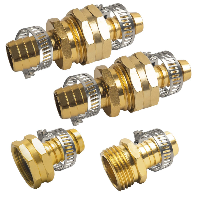 [Australia - AusPower] - Xiny Tool Hose Repair Connectors with Claps, 5/8" Aluminum Garden Hose Repair Kit, Female and Male Hose Connectors & Fitting with Stainless Steel Clamp, 3 Pack 5/8 Inch 3 Set 