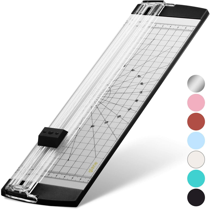 [Australia - AusPower] - Glone 12 inch Paper Trimmer, A4 Size Paper Cutter with Automatic Security Safeguard for Coupon, Craft Paper and Photos (Black-Silver) 