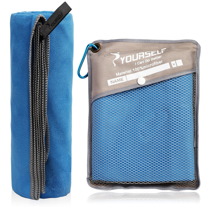 [Australia - AusPower] - SYOURSELF Microfiber Towels,Travel Towel,Camping Towel-Quick Dry Super Absorbent Sweat Towel,Compact Backpacking Towel for Gym,Fitness,Hot Yoga,Workout+Travel Bag(S,M,L,XL) Blue S: 32"x16" 2 Pack 