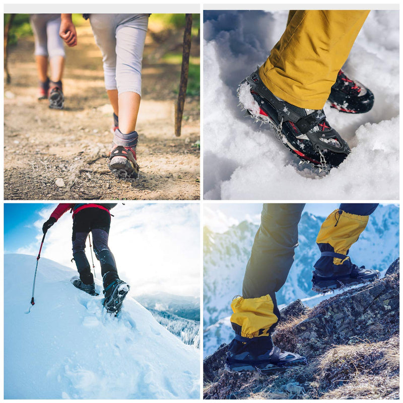 [Australia - AusPower] - Sportneer Ice Cleats, Ice Snow Grips, 19 Spikes Stainless Steel Anti-Slip Climbing Crampons for Shoes Boots, Safe Protect for Walking, Mountaineering, Climbing, Hiking on Snow Black Medium 