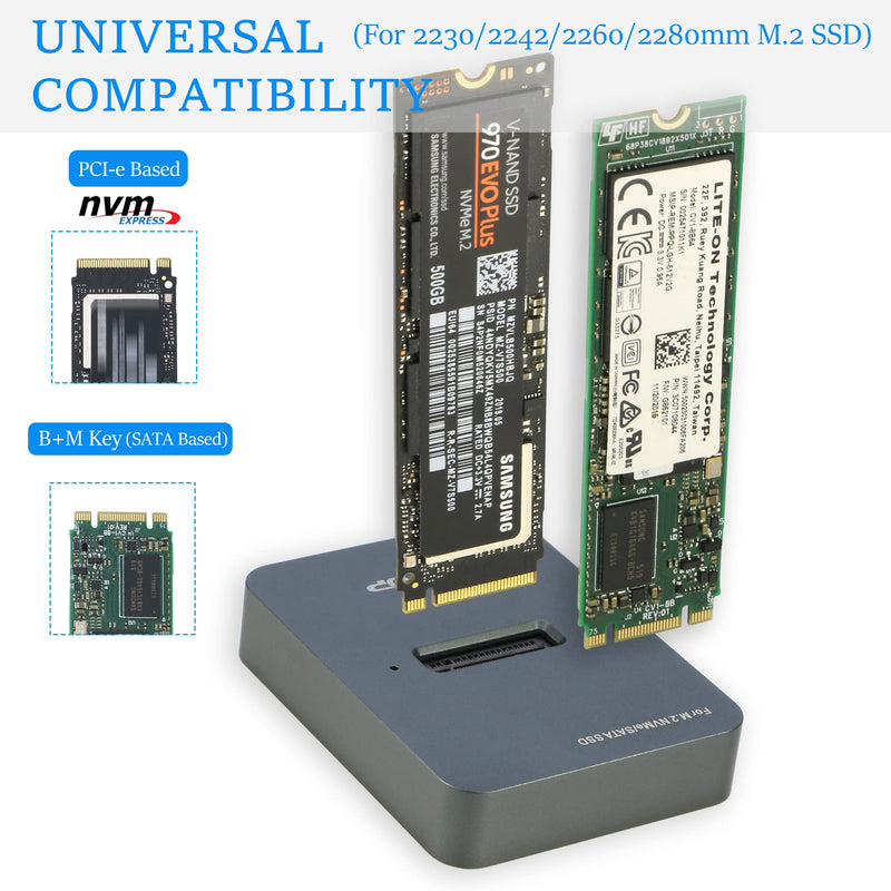 [Australia - AusPower] - M.2 to USB Docking Station, RIITOP M.2 SSD to USB-C Reader Adapter for Both M.2 (M Key) NVMe SSD and (B+M Key) SATA-Based SSD 