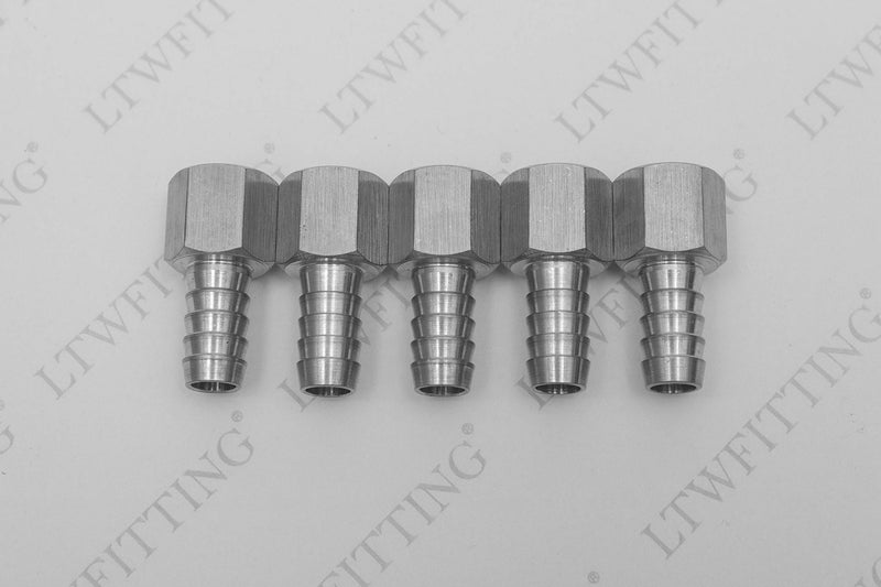[Australia - AusPower] - LTWFITTING Bar Production Stainless Steel 316 Barb Fitting Coupler 3/8" Hose ID x 1/4" Female NPT Air Fuel Water (Pack of 5) 