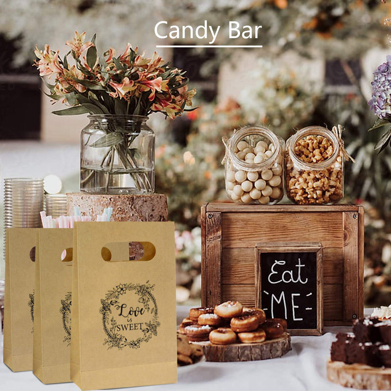 [Australia - AusPower] - Brown Craft Paper Bag with handled Friday Night Craft Treat Bags 8.5 * 5.5 * 2.5 Inch for Wedding Party Business (50pcs） 