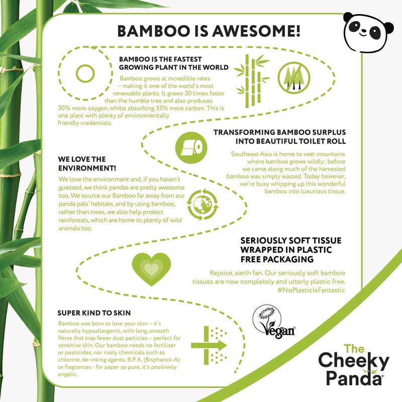 [Australia - AusPower] - The Cheeky Panda – Bamboo Toilet Tissue Paper | Pack of 4 Rolls (3-Ply, 200 Sheets) | Hypoallergenic, Plastic-Free, Eco-Friendly, Super Soft, Strong & Sustainable 