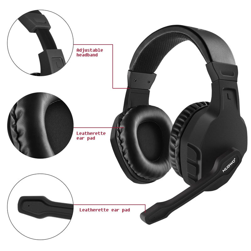 [Australia - AusPower] - NUBWO U3 3.5mm Gaming Headset for PC, PS4, PS5, Laptop, Xbox One, Mac, iPad, Nintendo Switch Games, Computer Game Gamer Over Ear Flexible Microphone Volume Control with Mic - Black 