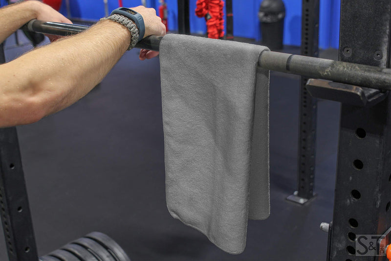[Australia - AusPower] - S&T INC. Microfiber Fitness Exercise Gym Towels, 360 GSM, 6 Pack, 16-Inch x 27-Inch Grey 