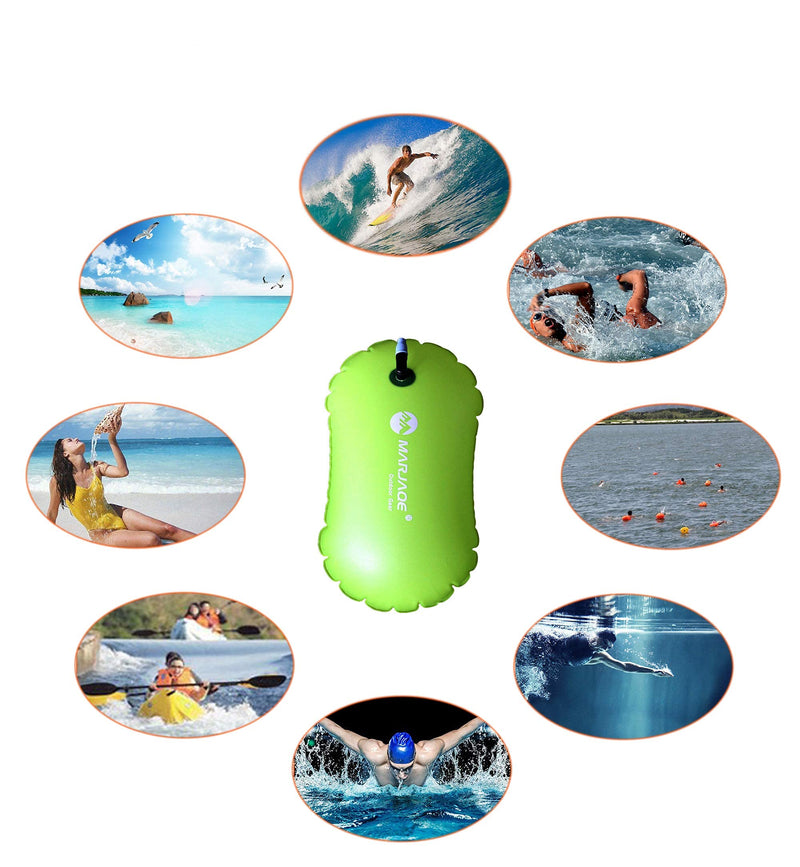 [Australia - AusPower] - MARJAQE Swim Buoy for Open Water Swimmers Triathletes Kayakers Snorkelers, Swim Float and Drybag for Open Water Swim Buoy Float for Safer Swim Training Green 