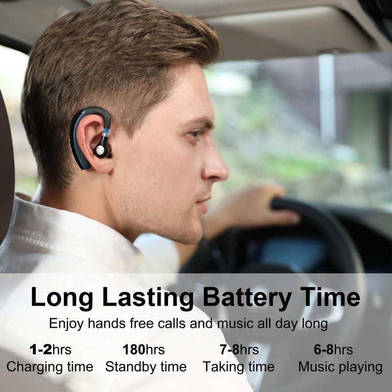 [Australia - AusPower] - Bluetooth Headset, FIMITECH Wireless Earpiece V5.0 Ultralight Hands Free Business Earphone with Mic for Business/Office/Driving 