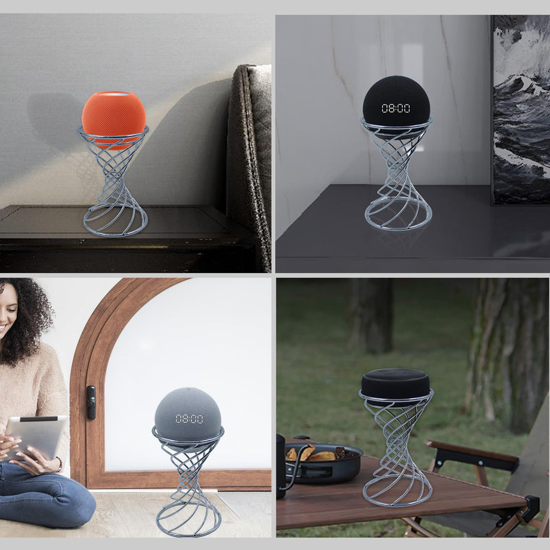 [Australia - AusPower] - Dutiplus Smart Speaker Table Stand Decorative Holder for Echo Dot 5nd/4rd/3th/2th Gen, Echo 4nd/3rd/2th Gen, Echo Glow, Apple Homepod Mini and Google Home Mini/Nest Mini(Chrome) Chrome 