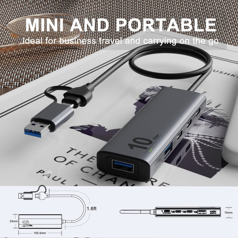 [Australia - AusPower] - Onten 10Gbps USB C Hub,USB C to USB C/A Adapter with USB3.2 GEN2 Speed. USB/USB C Splitter with 2*USBA(10G) 2*USB C(10G).4 Ports USB C Adapter e(Data Transfer only,Not Support Power and Monitor) 