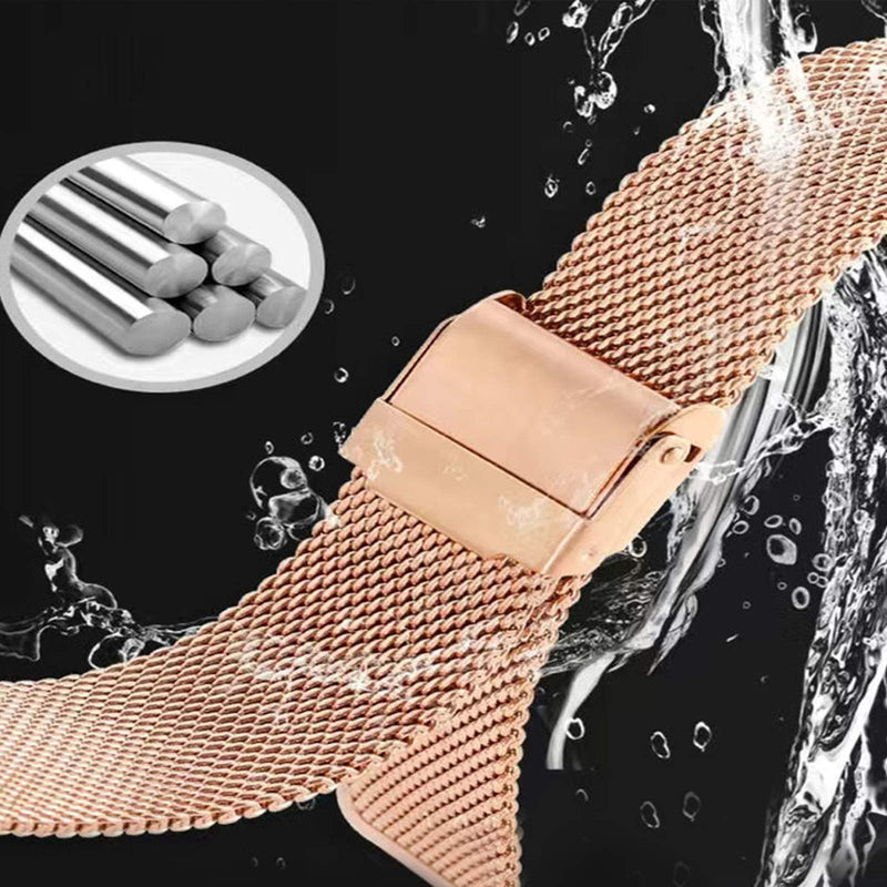 [Australia - AusPower] - 3 Pack Compatible with Samsung Galaxy Watch 42mm/Active/Active 2 40mm 44mm/Galaxy 3 41mm/Gear Sport Band,20mm Stainless Steel Mesh Watchband Womens Man Strap Bracelet Black, Silver,rose Gold 