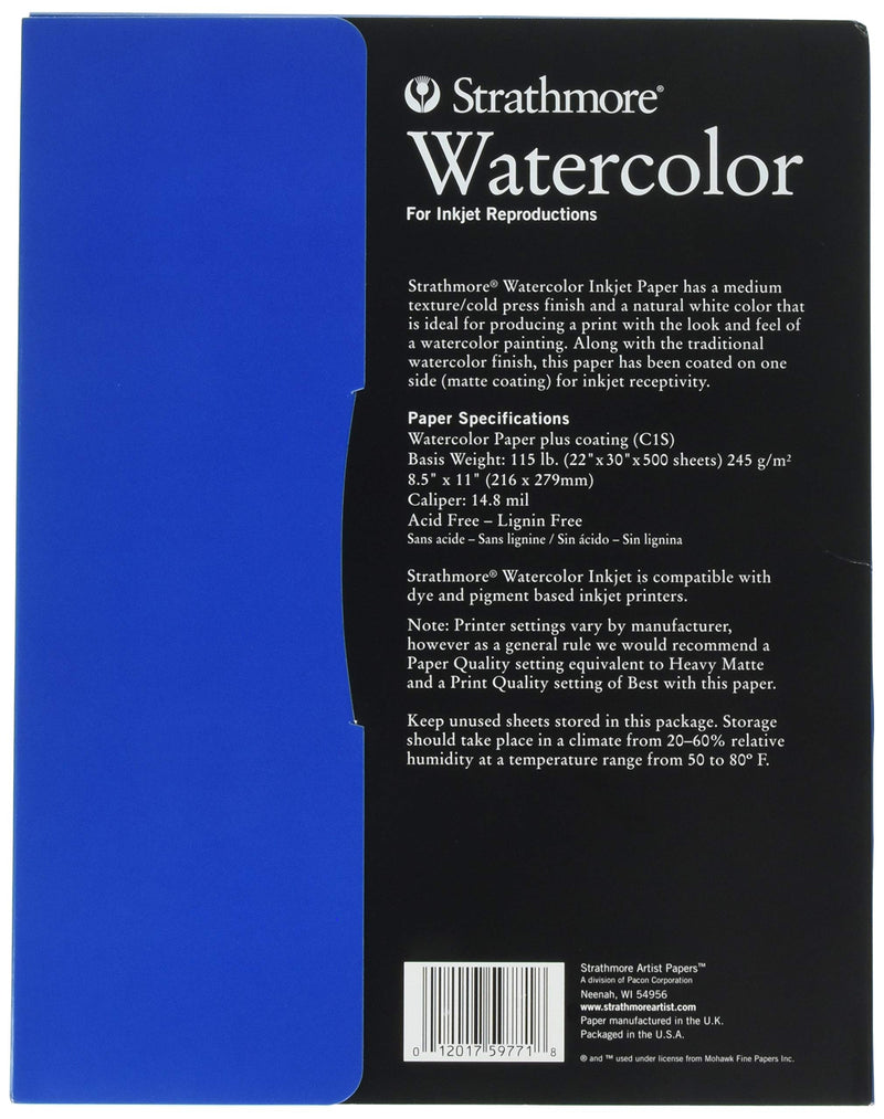 [Australia - AusPower] - Strathmore (59-771 Watercolor Inkjet Paper, 8.5"x11", 8 Sheets 