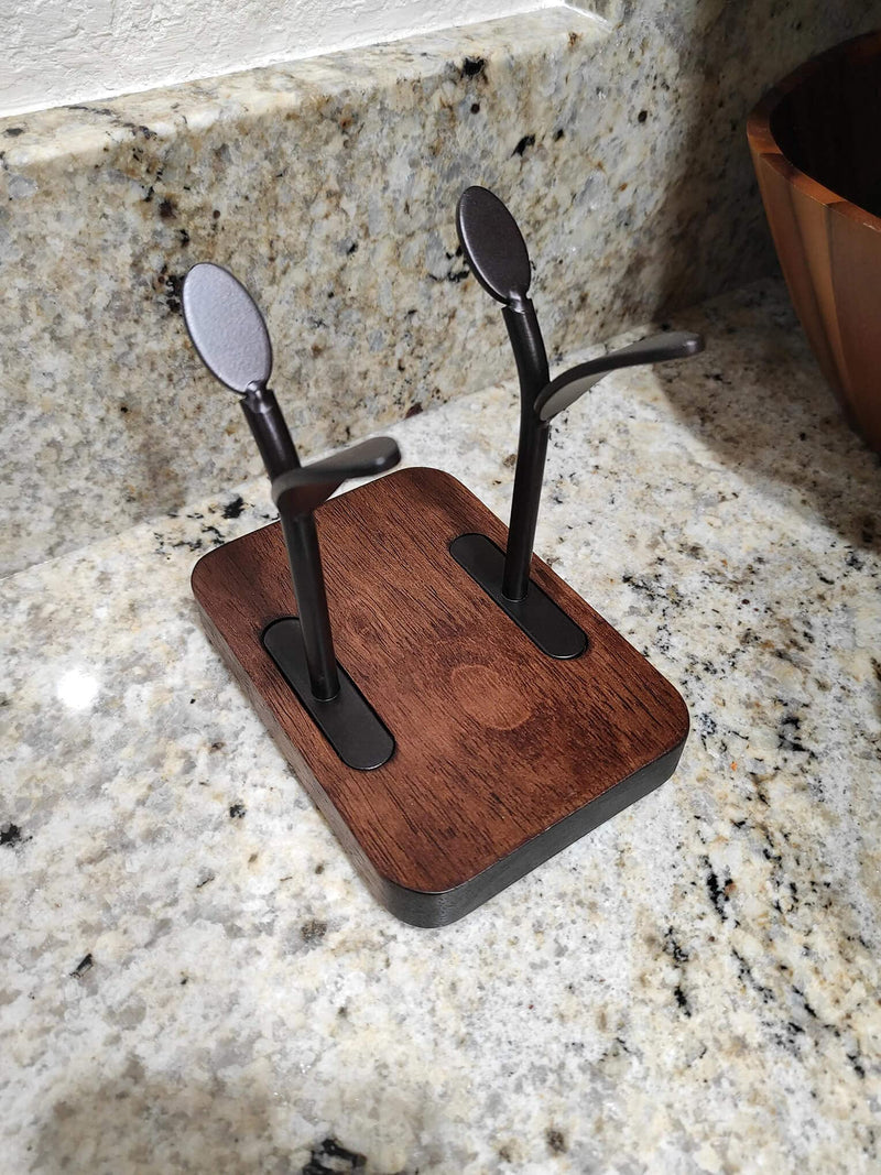 [Australia - AusPower] - Leaf Napkin Holder, Wooden Napkin Holder for Tables, Freestanding Tissue Dispenser for Kitchen Countertop, Dining, Picnic Table, Indoor & Outdoor Use, Home Decor, Modern, Sturdy, Easy Assembly, Black 
