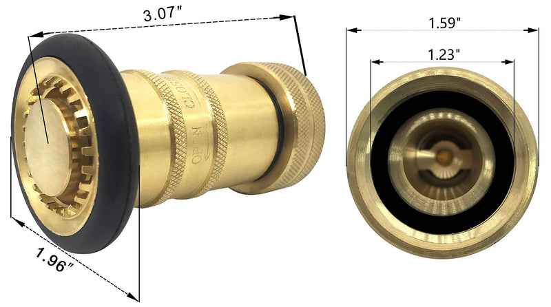 [Australia - AusPower] - Happy Tree 1" NH / NST Fire Hose Nozzle 100 psi 36 gpm Brass Fire Equipment Heavy Duty Industrial Jet Fog Spray Nozzle 1"NH/NST 