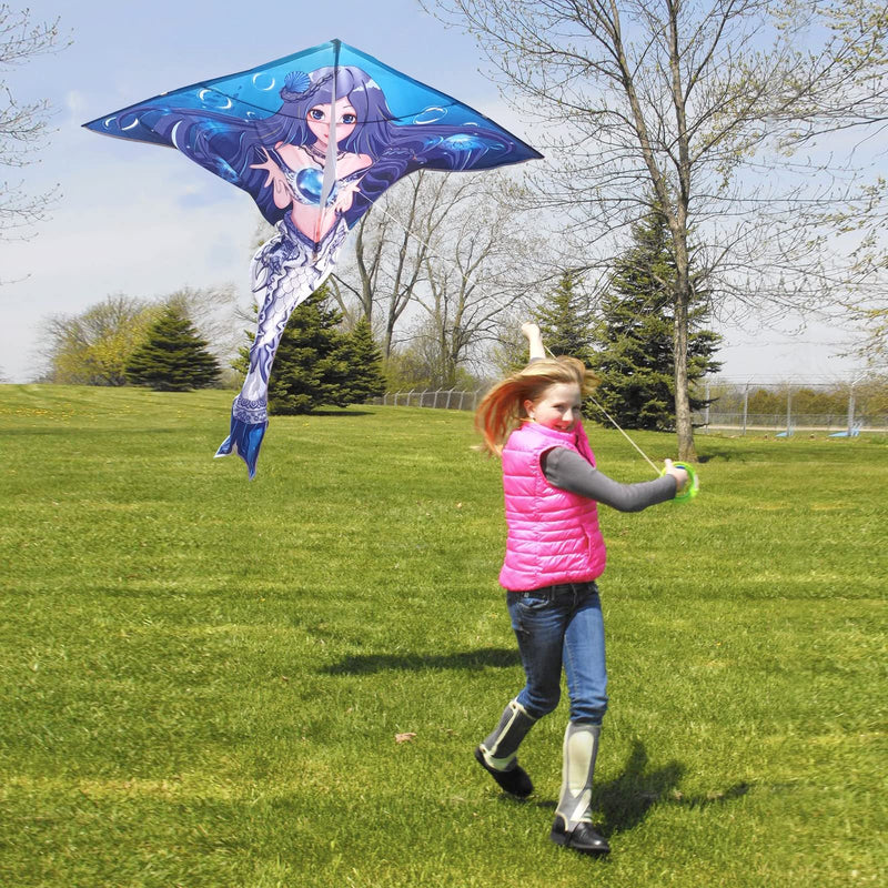 [Australia - AusPower] - Mint's Colorful Life Mermaid Kite for Girls & Kids, Easiest to Fly Delta Kite blue style 