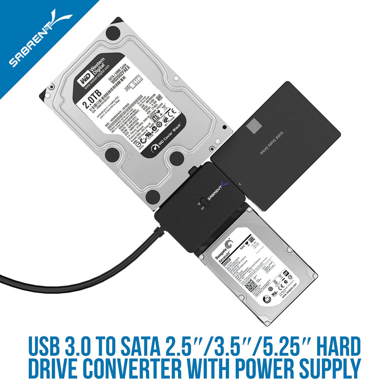 [Australia - AusPower] - Sabrent 3.5-Inch to x2 SSD / 2.5-Inch Internal Hard Drive Mounting Kit [SATA and Power Cables Included]+ USB 3.0 to SSD/SATA/IDE 2.5/3.5/5.25-INCH Hard Drive Converter with UL Power Supply & LED Acti 