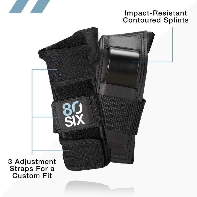 [Australia - AusPower] - 80Six Pad Set with Wristguards, Elbow Pads, and Knee Pads Black Junior - Ages 5+ 
