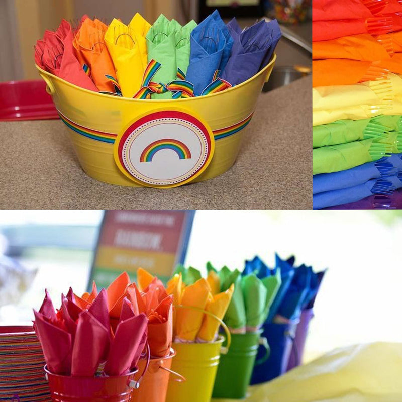 [Australia - AusPower] - Whaline 120 Pieces Rainbow Tissue Cocktail Paper Napkin Bright Beverage Luncheon Napkins 2 Ply for Gay Pride Day, Home, Kitchen, Party Decoration 