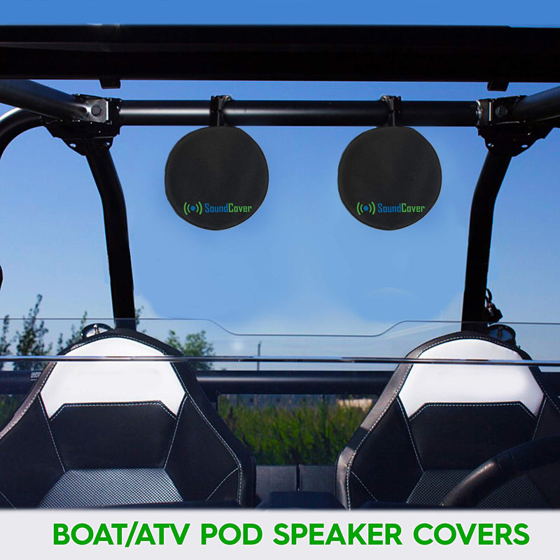 [Australia - AusPower] - 2 Black Heavy Duty Marine Speaker Covers for Round 4" and 5" Boat ATV Wakeboard Tower Pod Speakers - Fits Boss, Rockville, Kicker, Pyle & NOAM NUTV5 Speakers, Sold in Pairs (H 7.9" x W 7.9" x D 8.3") 