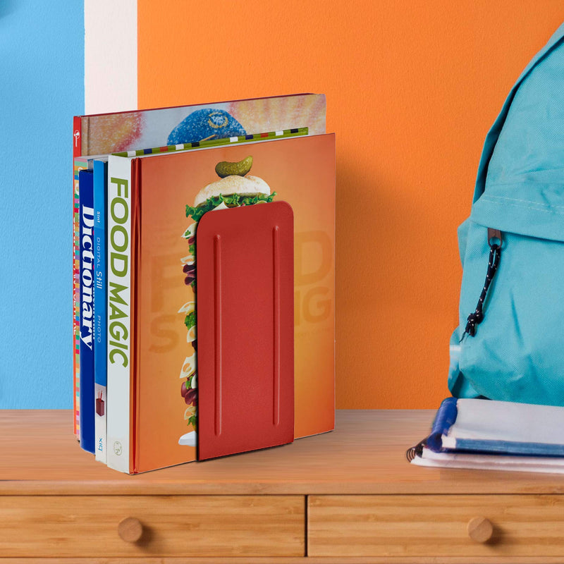 [Australia - AusPower] - Acrimet Jumbo Premium Metal Bookends 9" (Heavy Duty) (Red Color) (1 Pair) 