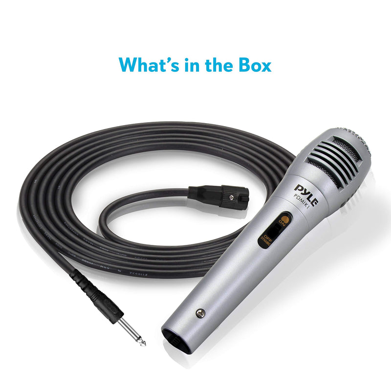 [Australia - AusPower] - Pyle Wired Dynamic Microphone-Professional Moving Coil Unidirectional Handheld Mic with Built-in Acoustic Pop Filter, XLR Connector, Silver, Apple (PDMIK1) 