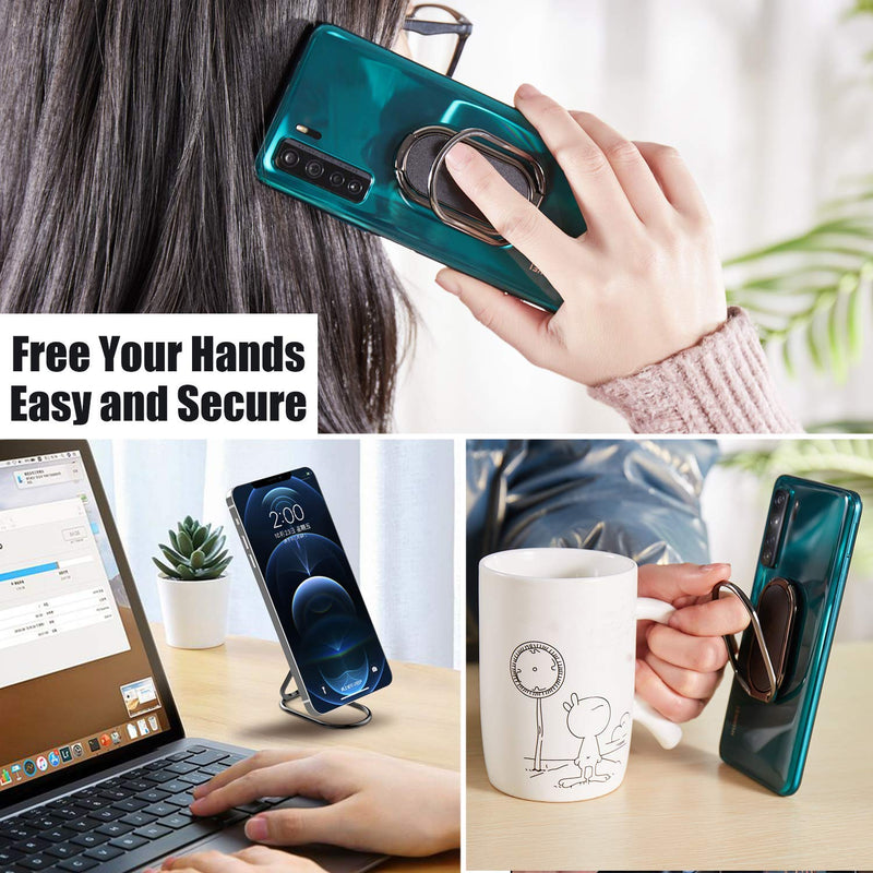 [Australia - AusPower] - Phone Ring Holder Finger Kickstand Foldable Cellphone Stand 360° Degree Rotation Metal Ring Grip Holder for Magnetic Car Mount Compatible with iPhone Samsung All Smartphone and iPad Tablets GunBlack 