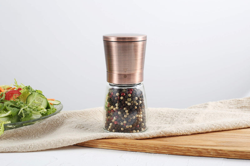 [Australia - AusPower] - Pepper Grinder or Salt Shaker for Professional Chef - Best Spice Mill with Brushed Stainless Steel, Special Mark, Ceramic Blades, and Adjustable Coarseness (Copper) Copper 