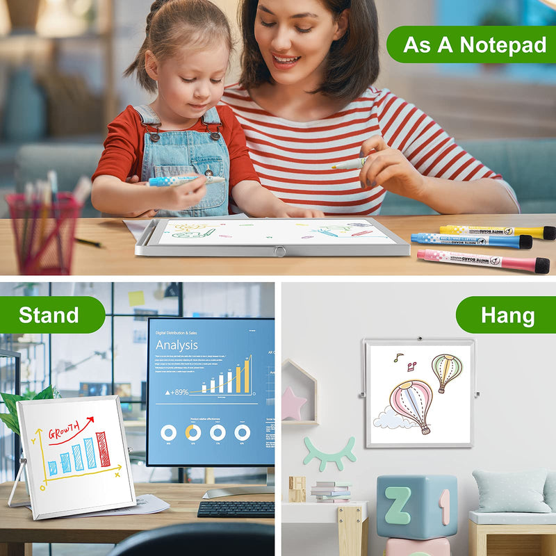 [Australia - AusPower] - Small Dry Erase Board, 10" X 10" Small Whiteboard with Stand, Portable Magnetic Tabletop Erase Board for Kids Drawing, Desktop for Students Kids Home Office 