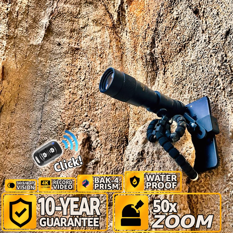 [Australia - AusPower] - Python 12x45 HD Clear Vision Monocular Telescope with Smartphone Adapter & Tripod 2022 Waterproof High Powered BAK4 Prism Pocket Monoculars for High Definition Bird Watching Hunting Travel and Camping 